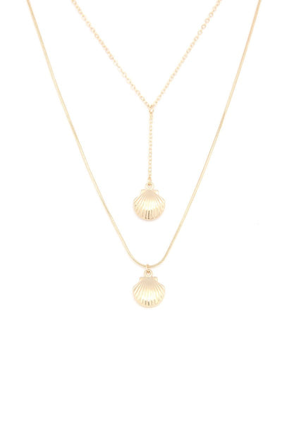 Seashell Layered Metal Necklace
