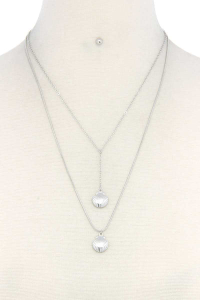 Seashell Layered Metal Necklace