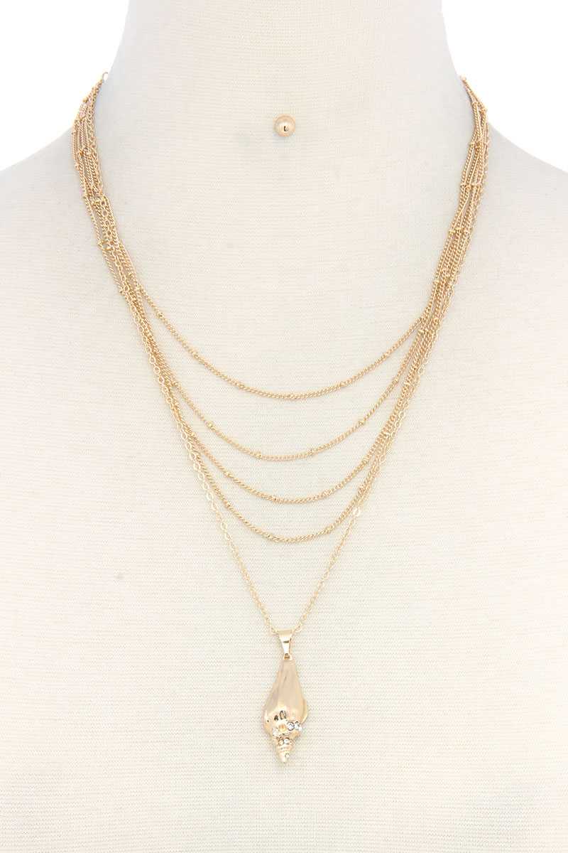 Seashell Charm Layered Necklace