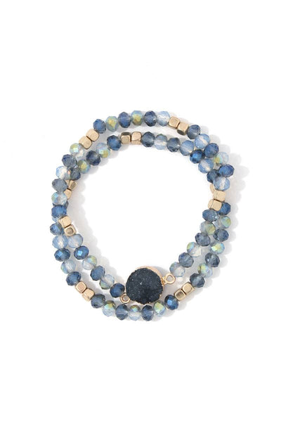 Faux Druzy Stone Beaded Stretch Bracelet