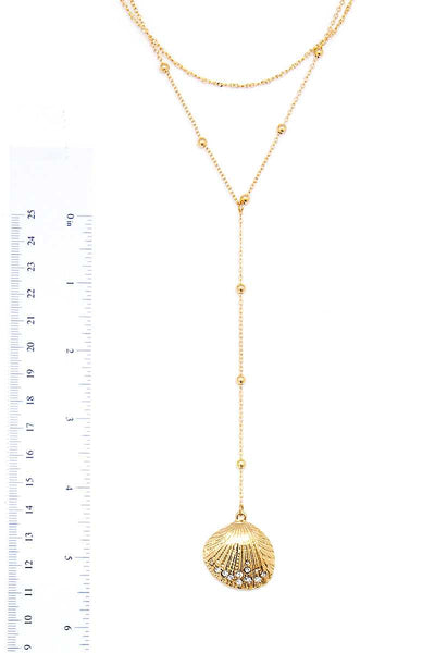 Designer Fashion Rhinestone Sea Shell Necklace And Earring Set