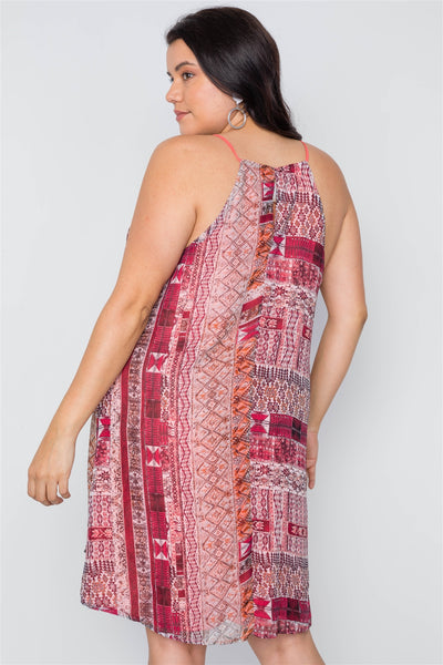 Plus Size Multi Coral Cami Slip Mini Dress