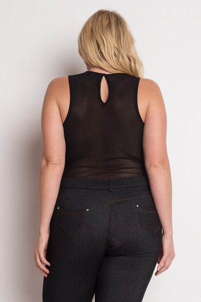 Floral Embroidery Mesh Bodysuit