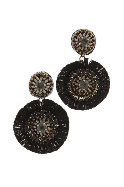 Double Circle Tassel Post Drop Earring