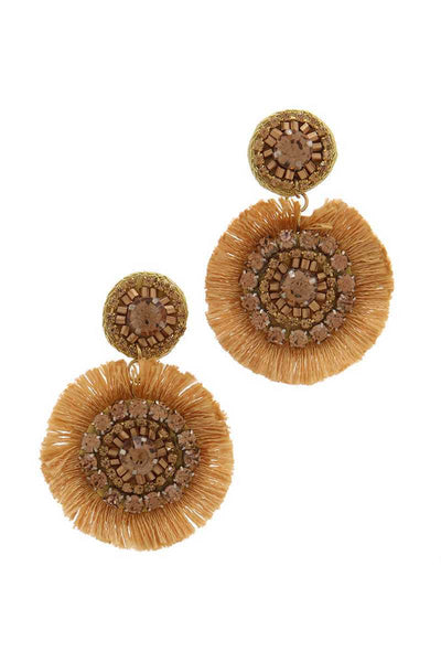 Double Circle Tassel Post Drop Earring
