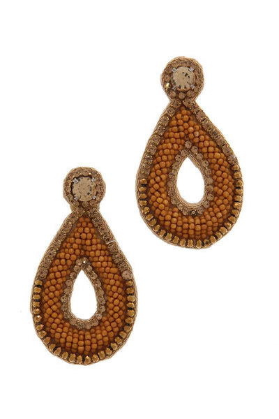 Beaded Teardrop Shape Post Earring