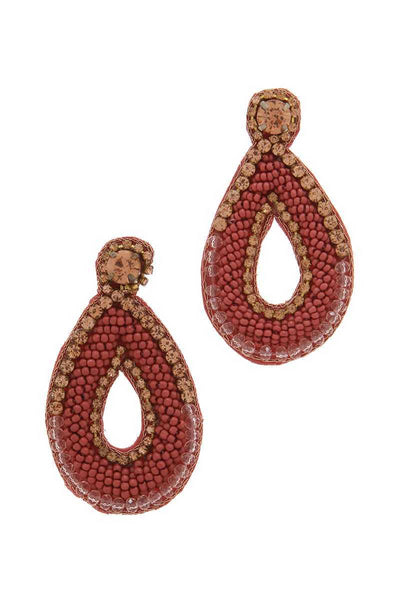 Beaded Teardrop Shape Post Earring
