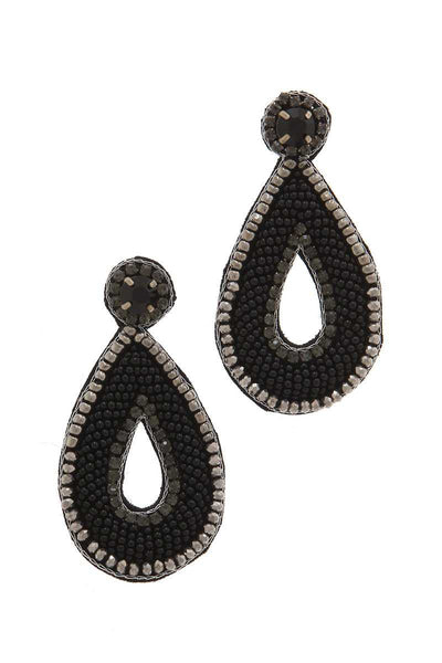 Beaded Teardrop Shape Post Earring