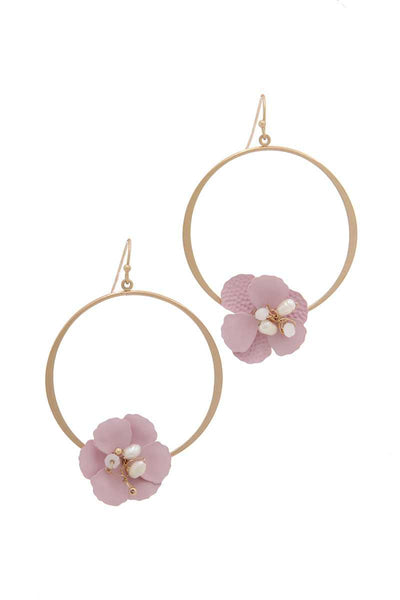 Flower Shape Ring Drop Earring
