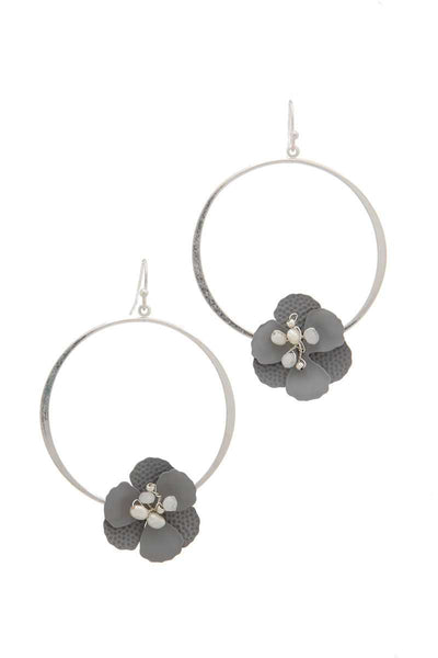 Flower Shape Ring Drop Earring
