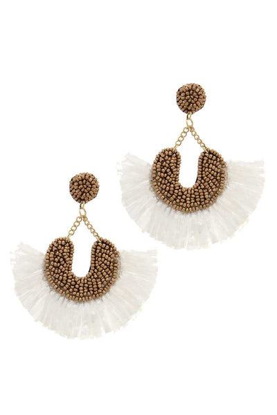 Beaded Fan Tassel Dangle Drop Earring