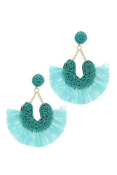 Beaded Fan Tassel Dangle Drop Earring