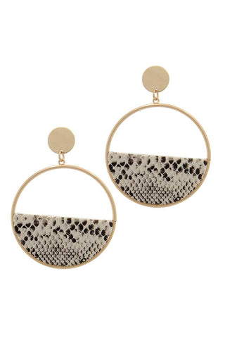 Half Animal Print Metal Post Drop Earring