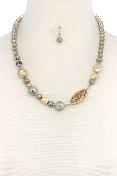 Oval Stone Beaded Necklace