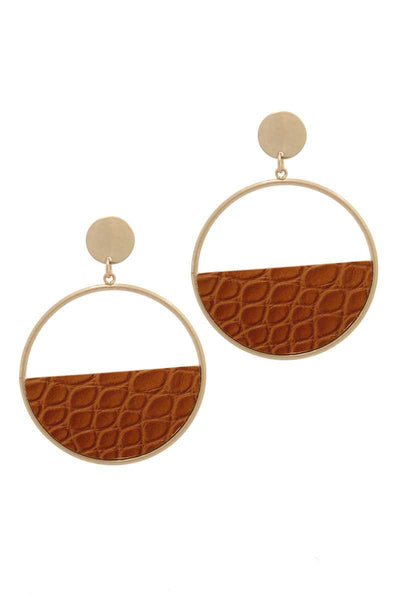 Embossed Animal Print Metal Post Drop Earring