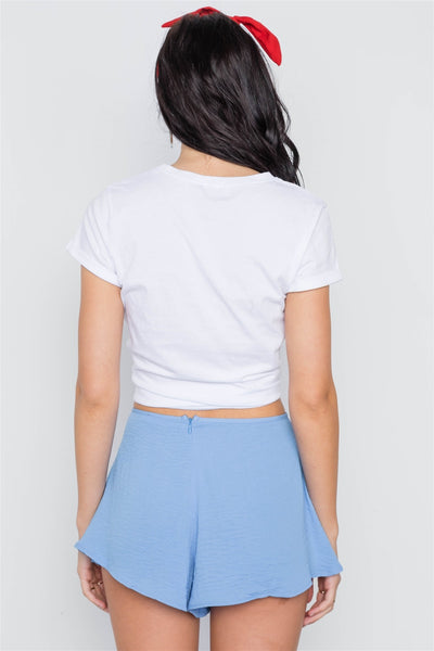 Mid-rise Light Crinkled Self Tie Shorts