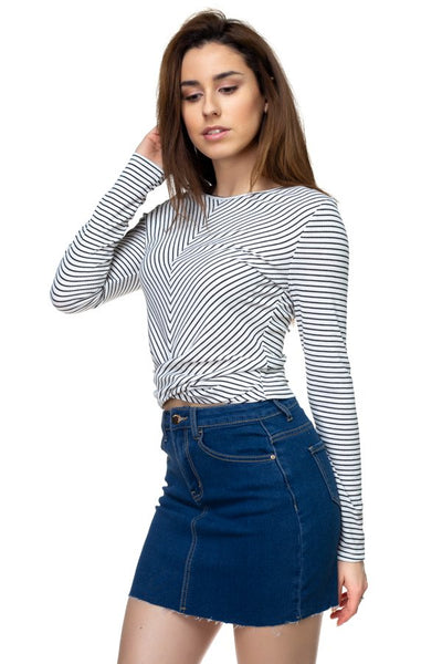 Long Sleeve Front Twist Shirt