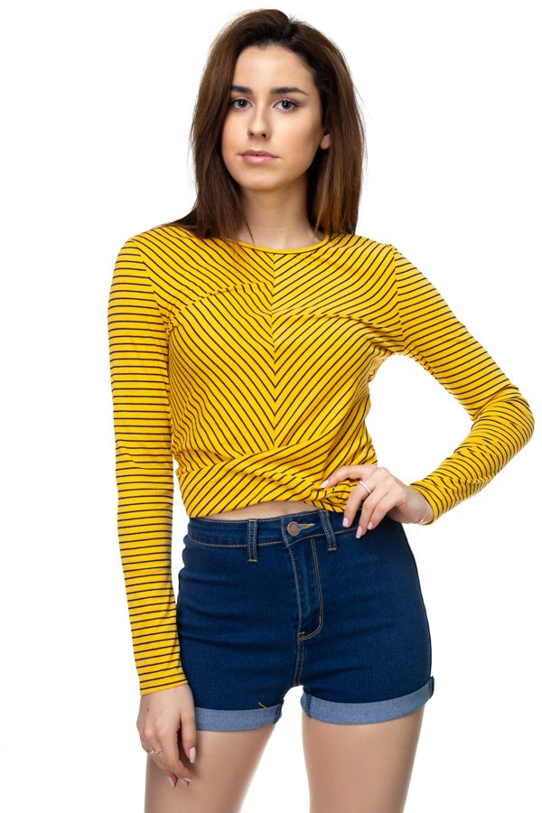 Long Sleeve Front Twist Shirt