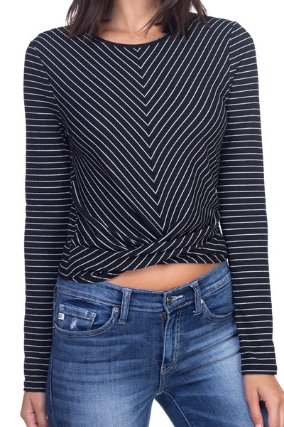 Long Sleeve Front Twist Shirt