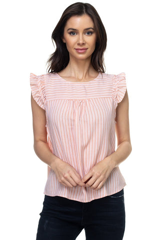 Ruffle Sleeve Stripe Top