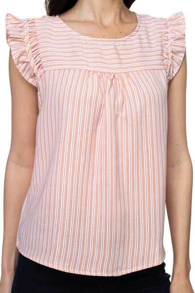 Ruffle Sleeve Stripe Top