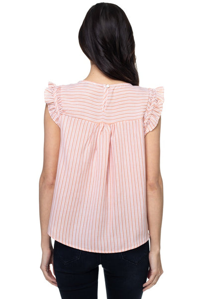 Ruffle Sleeve Stripe Top