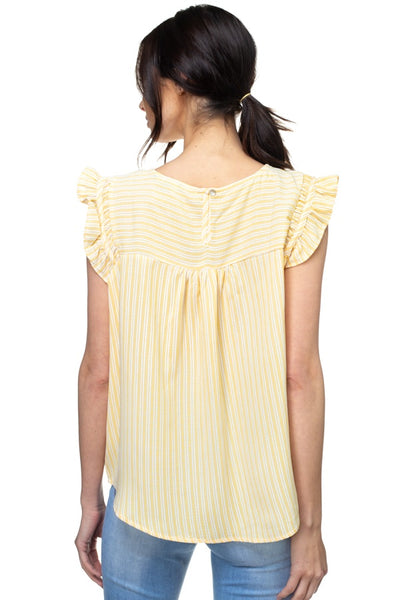 Ruffle Sleeve Stripe Top