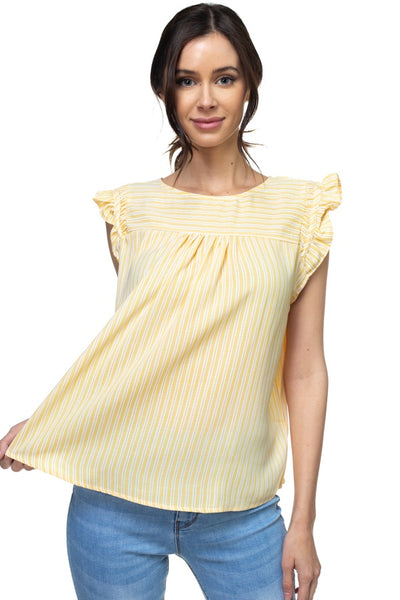 Ruffle Sleeve Stripe Top