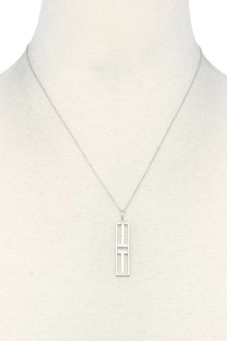 Metal Rectangular Shape Pendant Necklace