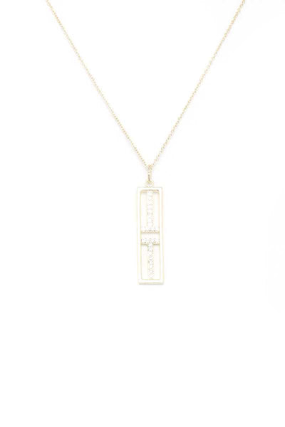 Metal Rectangular Shape Pendant Necklace