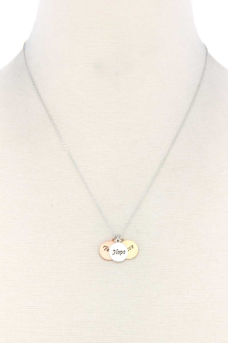 Round Quoted Metal Charm Necklace