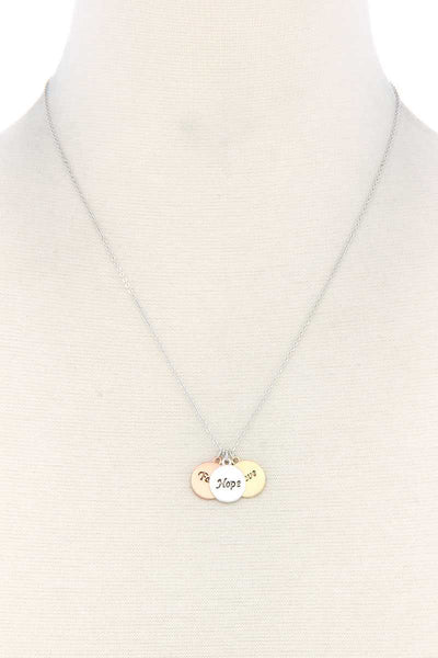 Round Quoted Metal Charm Necklace