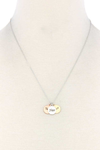 Round Quoted Metal Charm Necklace