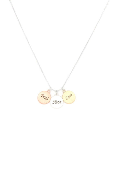 Round Quoted Metal Charm Necklace