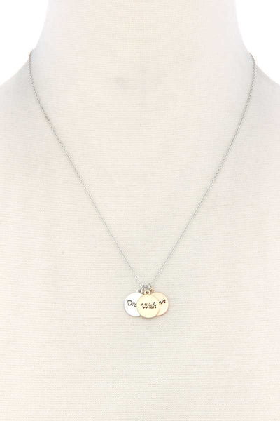 Round Quoted Metal Charm Necklace