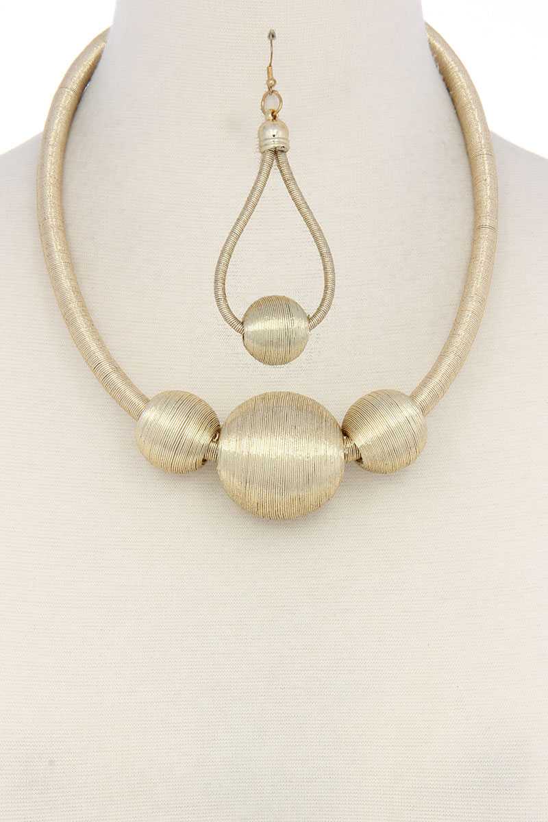 Metallic Thread Wrapped Bead Necklace