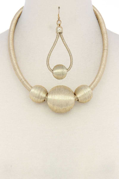 Metallic Thread Wrapped Bead Necklace