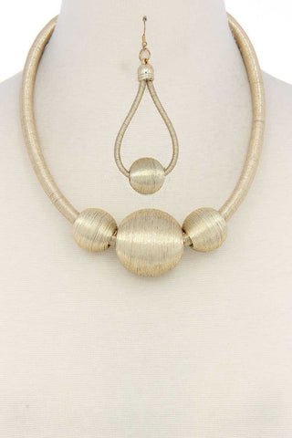 Metallic Thread Wrapped Bead Necklace