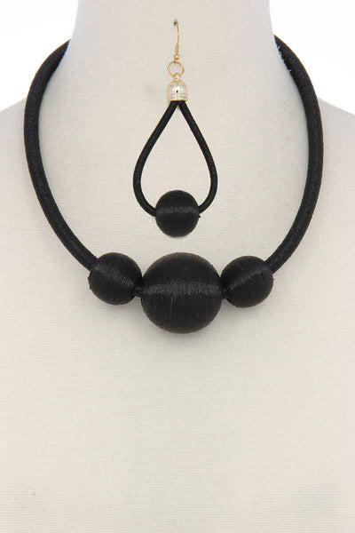 Metallic Thread Wrapped Bead Necklace