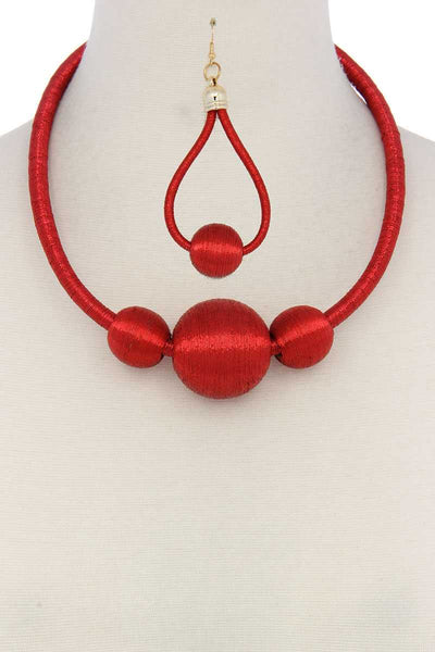 Metallic Thread Wrapped Bead Necklace