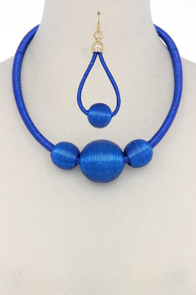 Metallic Thread Wrapped Bead Necklace