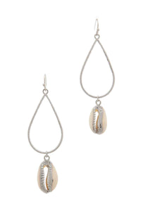 Cowrie Seashell Charm Teardrop Shape Earring