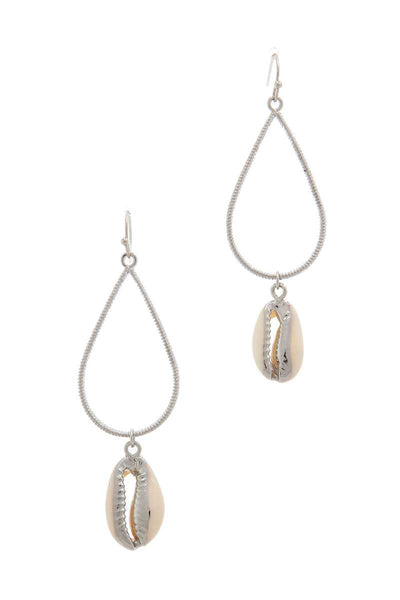 Cowrie Seashell Charm Teardrop Shape Earring