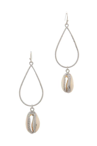 Cowrie Seashell Charm Teardrop Shape Earring