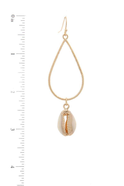 Cowrie Seashell Charm Teardrop Shape Earring