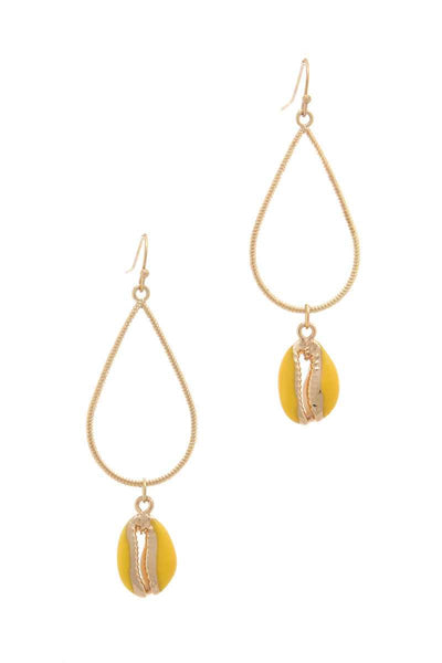 Cowrie Seashell Charm Teardrop Shape Earring