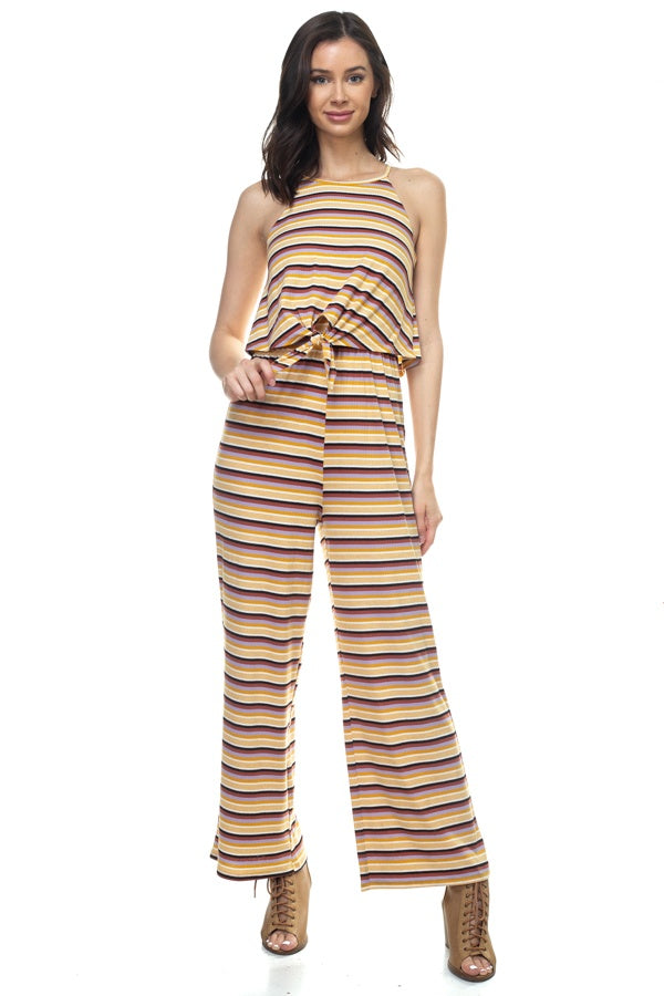Sleeveless Stripe Jumpsuit