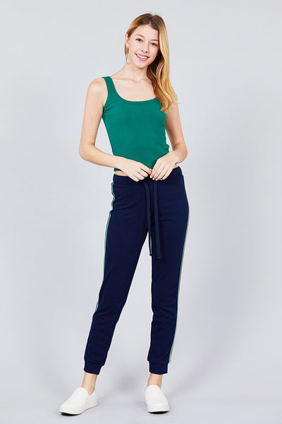 Double Scoop Neck Rib Tank Top