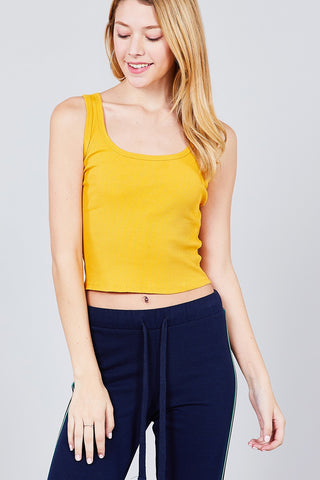 Double Scoop Neck Rib Tank Top
