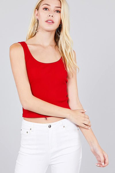 Double Scoop Neck Rib Tank Top
